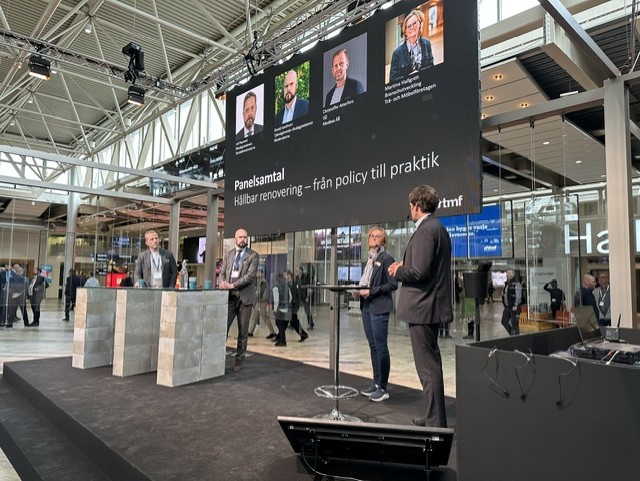 TMF anordnade seminarium om "Hållbar renovering" på stora scenen på Nordbygg.