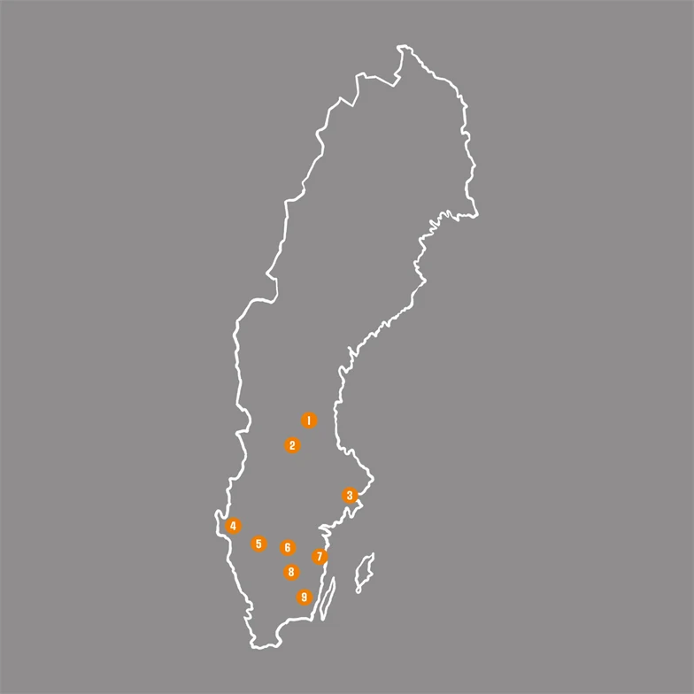 Gymnasieutbildningar med träinriktning 2026 - karta.