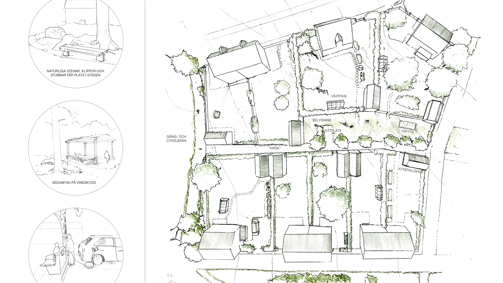 Bidraget Trädkramar i "Den hållbara trädgårdsstaden" - TMF:s idétävling för arkitektstudenter.