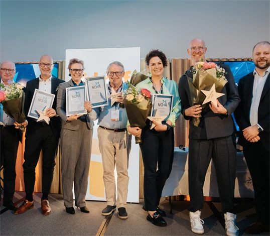 VInnarna i TMF Nova 2025; Derome, Mizetto, Vedum samt möbelentreprenören Johan Sjöberg.