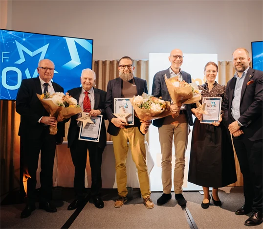 Samtliga TMF Nova 2026-vinnare; Lindholmsgruppen, Snêk och Henry Jarlsson.