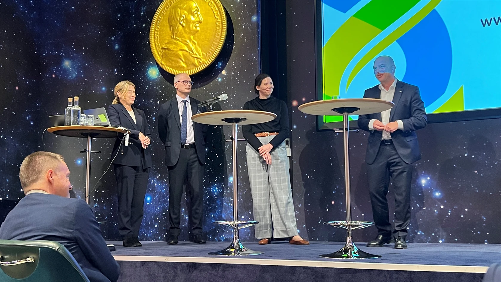 Lena Sellgren, Göran Hjelm, Kristina Nyström och Ola Bergström i Industrins ekonomiska råd presenterar sin rapport ”Finansiering av investeringar för Sveriges framtid”.