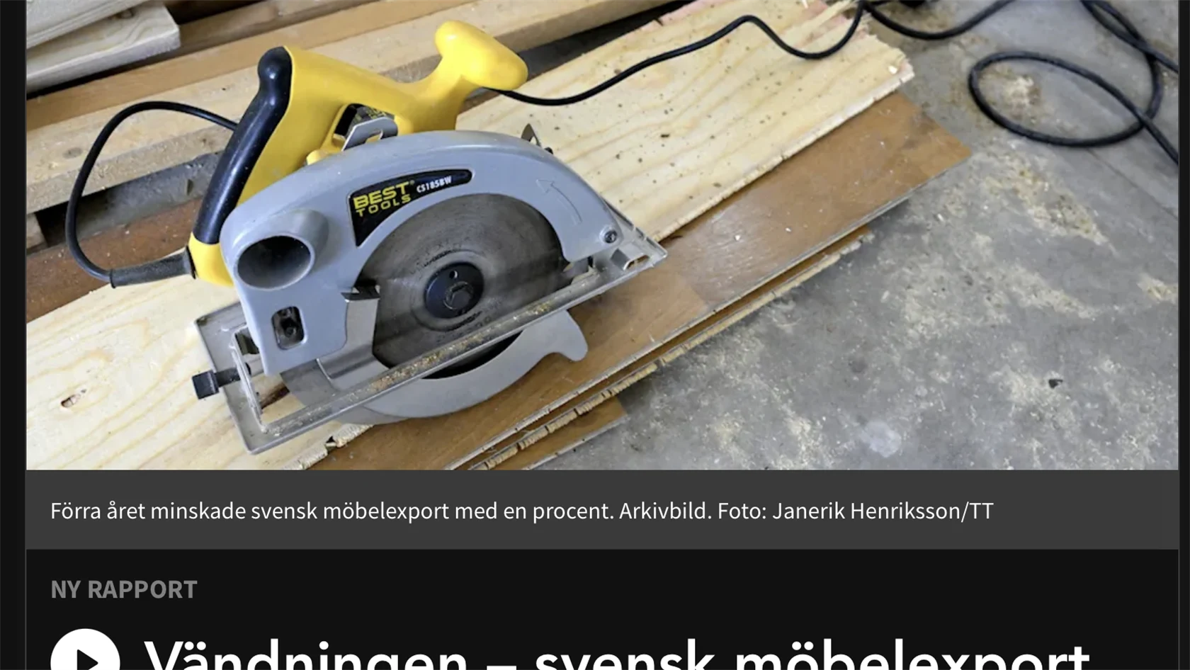 Möbelexport minskar 